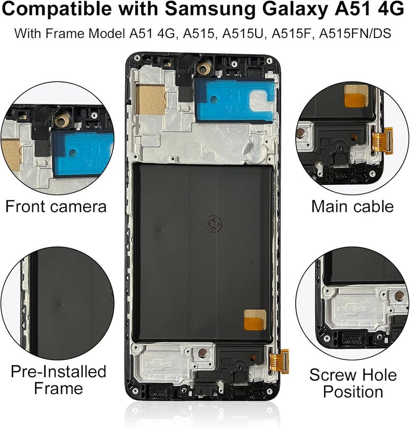 EFAITHFIX Store for Samsung Galaxy A51 A515 Screen Replacement with Frame 6.5 Inch LCD Display Digitizer for Samsung A51 A515U A515F A515FN/DS Screen Replacement Touch Screen Assembly with Repair Tools - Image 3